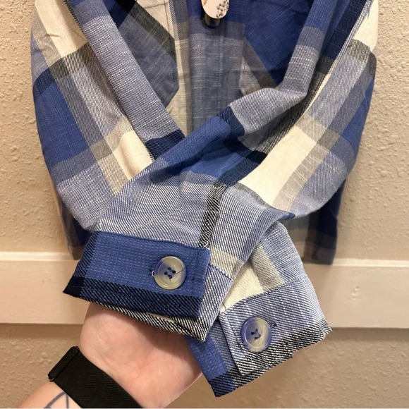 Ashley by 26 International Blue Combo Plaid Button Down NWT - Picture 4 of 7